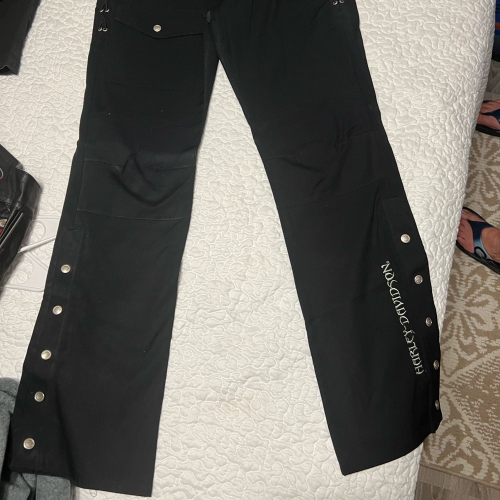 Women’s Harley Davidson black  side lace up jeans 33in inseam